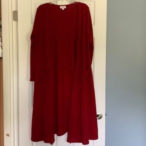 LuLaRoe Red Sarah Long Cardigan